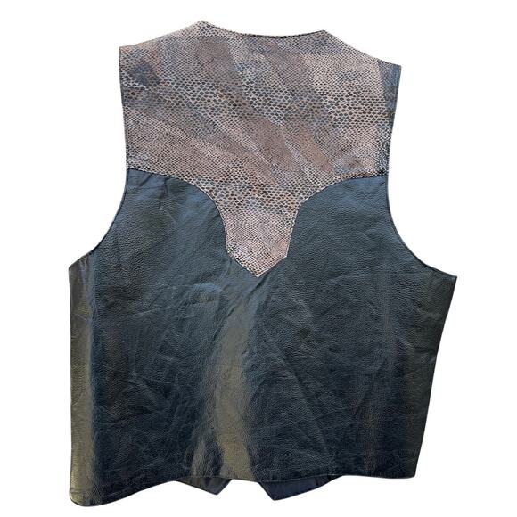 Navarre Leather Company Genuine Lambskin Black Tan Men's Leather Vest Size 3XL - Picture 2 of 7